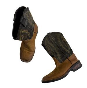 J.B. Dillon Cowboy Boots Youth Kids 3.5 Brown Leather Western Rodeo Farm Ranch